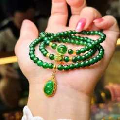 Phỉ thúy lục đế vương mix charm vàng