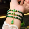 Phỉ thuý lục đế vương 5mm mix charm vàng